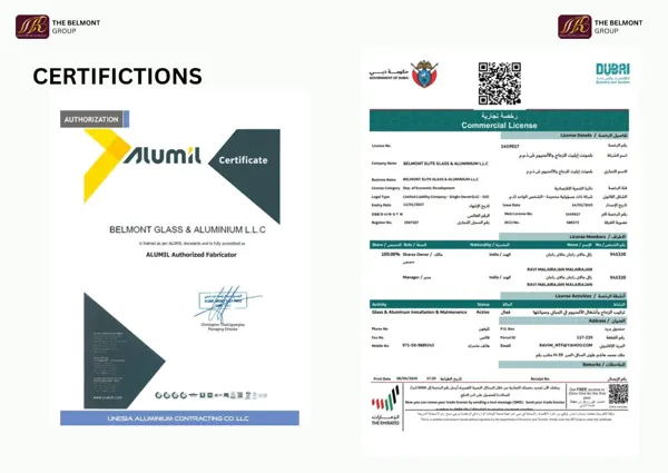 Brochure page 23: Fabricator certificate & Dubai licence